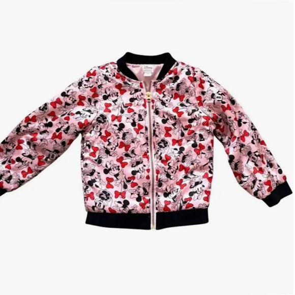 Disney Other - GUC- Disney ‘Minnie Mouse’ Satin  Zip Up Bomber Jacket